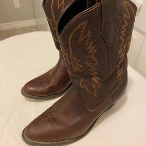 Leather cowboy boots rich brown colour